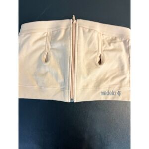 Medela Women's Nursing Bra‎ Size Medium Cream Tan Zip Up Front Stretch Comfort